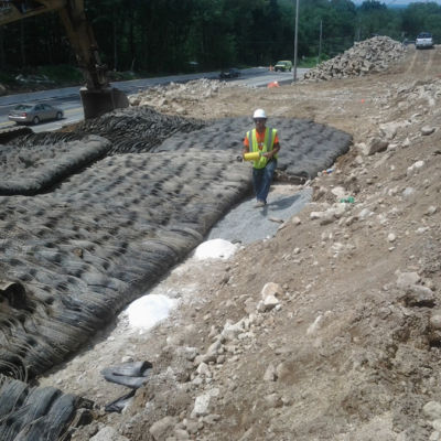 1 Road Widening_Concord MA_Blast Mat Placement